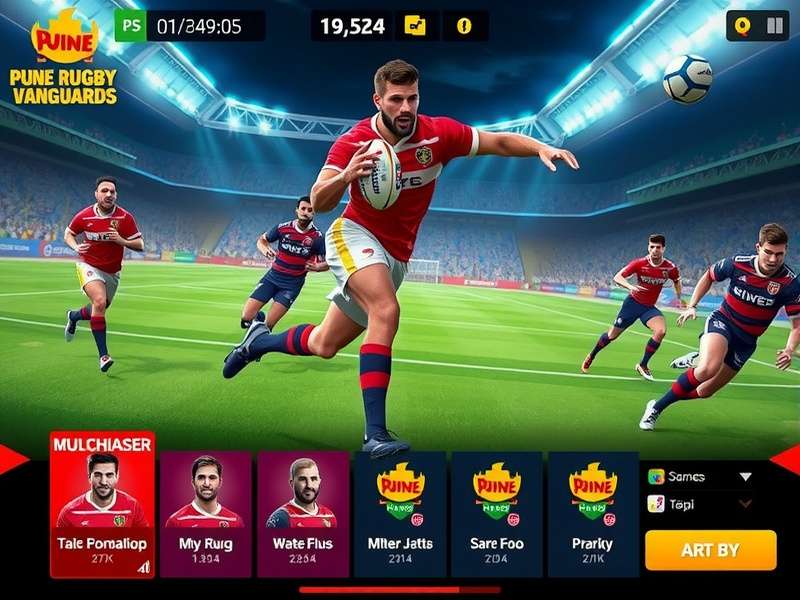 Pune Rugby Vanguards gameplay screenshot showing intense rugby action